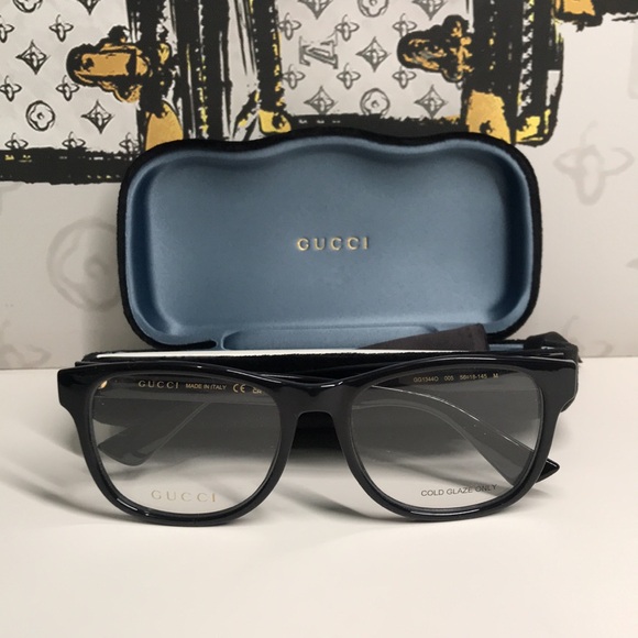 Luxury New Authentic Gucci GG1344O 005 Black Square Eyeglasses main image 7